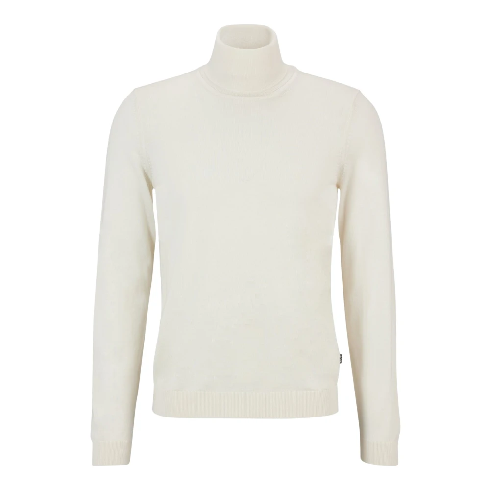 Boss Slim-Fit Rolkrags trui van zuivere wol White Heren
