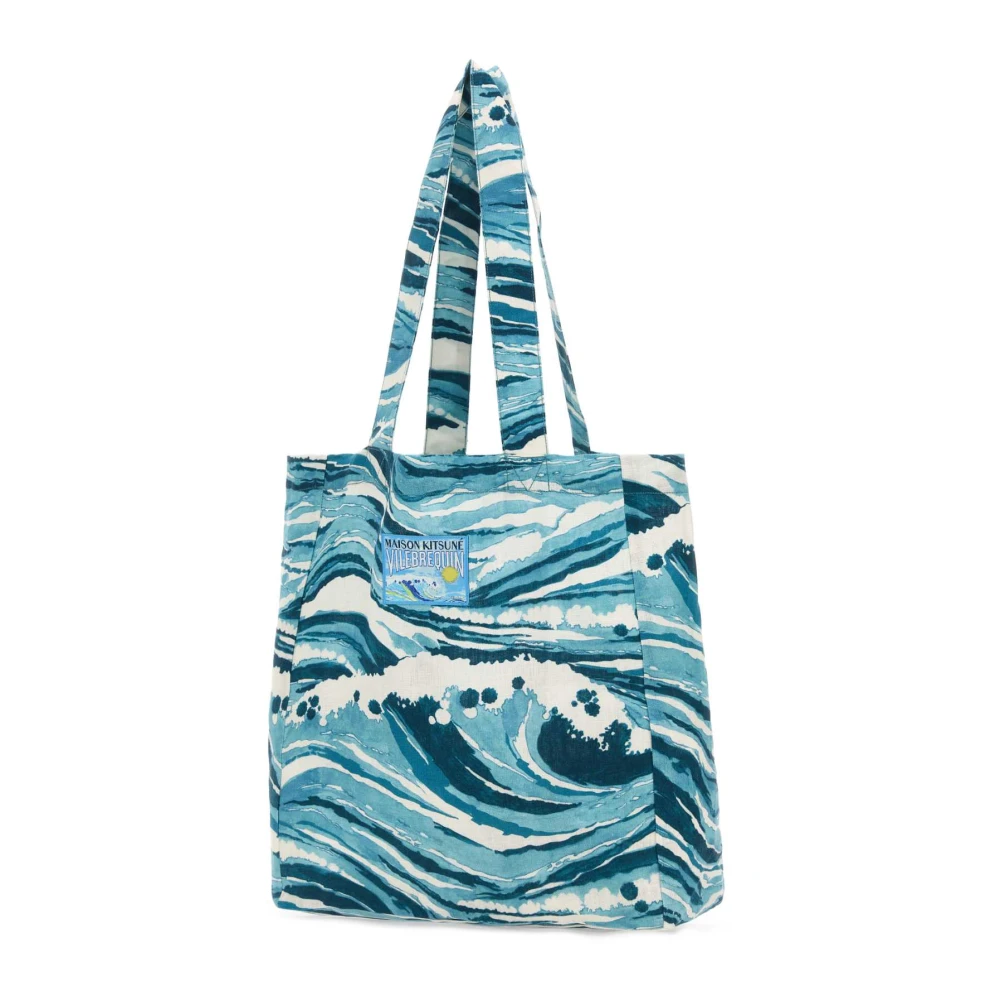Maison Kitsuné Stijlvolle Bedrukte Winkelmand Blue Heren