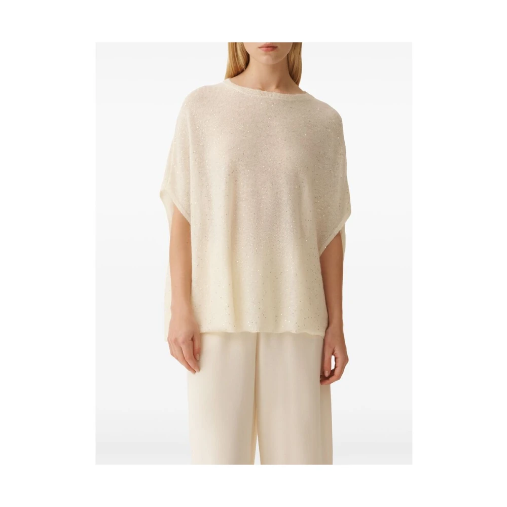 Fabiana Filippi Beige Cape Crew Neck Sweater Beige Dames