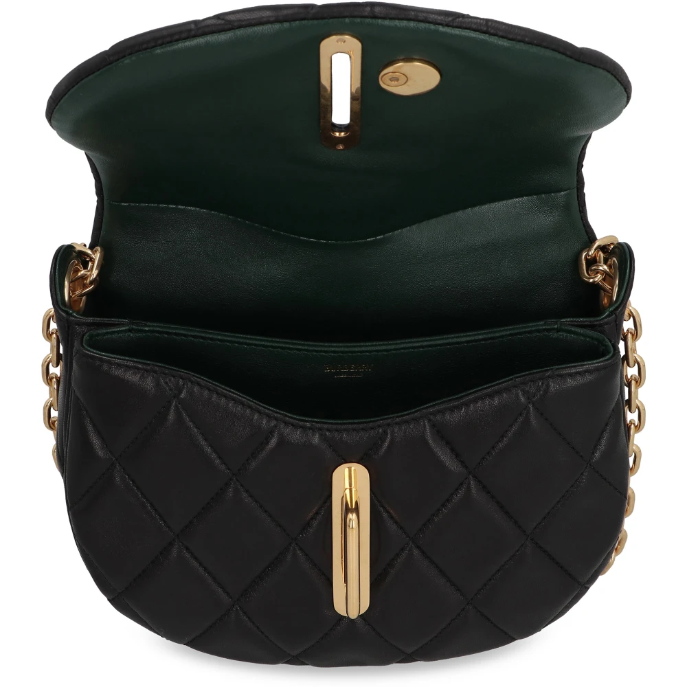 Burberry Gestikte Leren Rocking Horse Tas Black Dames