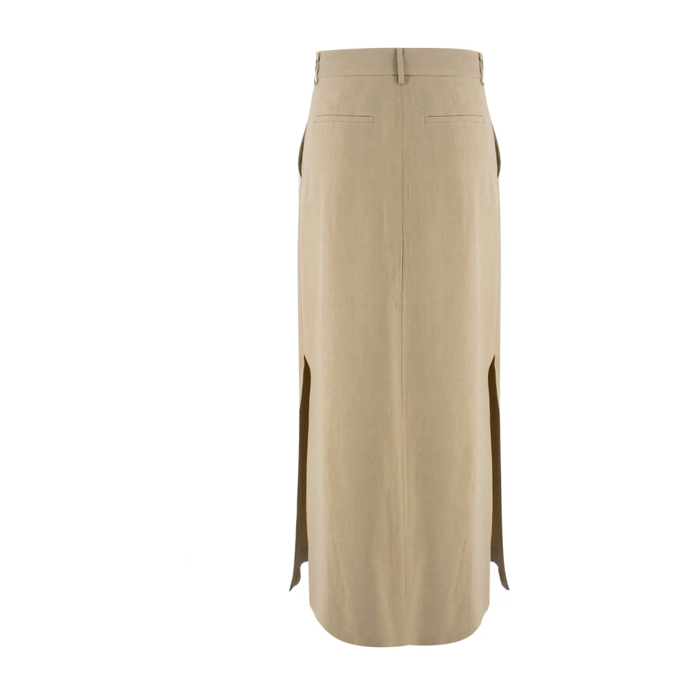 Antonelli Firenze Midi Rok met Zijsplitten Beige Dames
