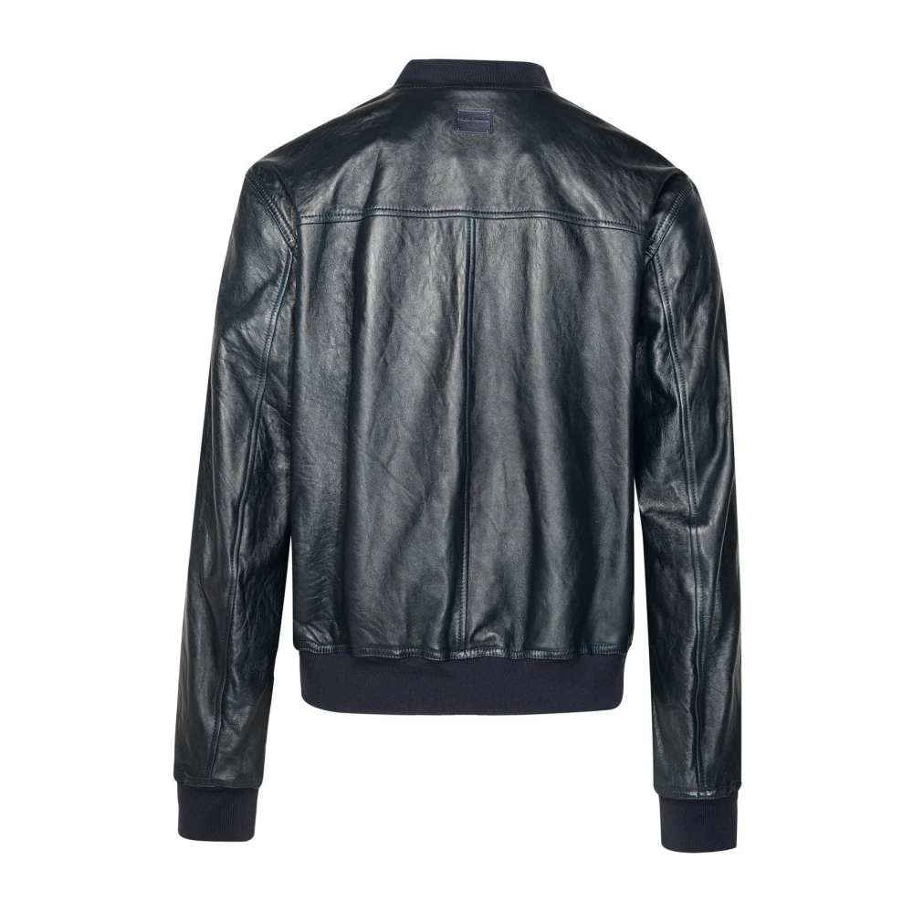 Dolce & Gabbana Gerimpelde lamsvacht bomberjack Blue Heren
