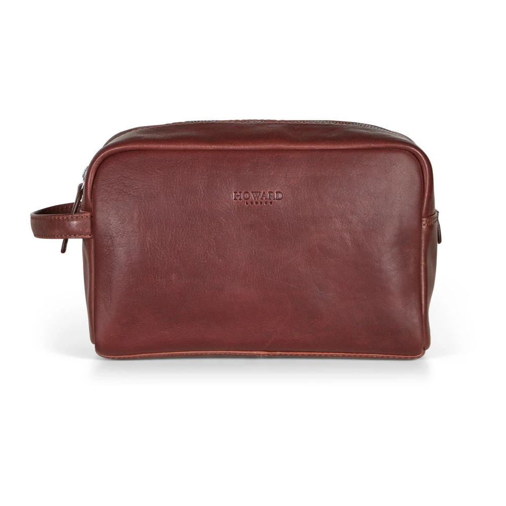 Howard London Bruine Lederen Washbag Brown Heren