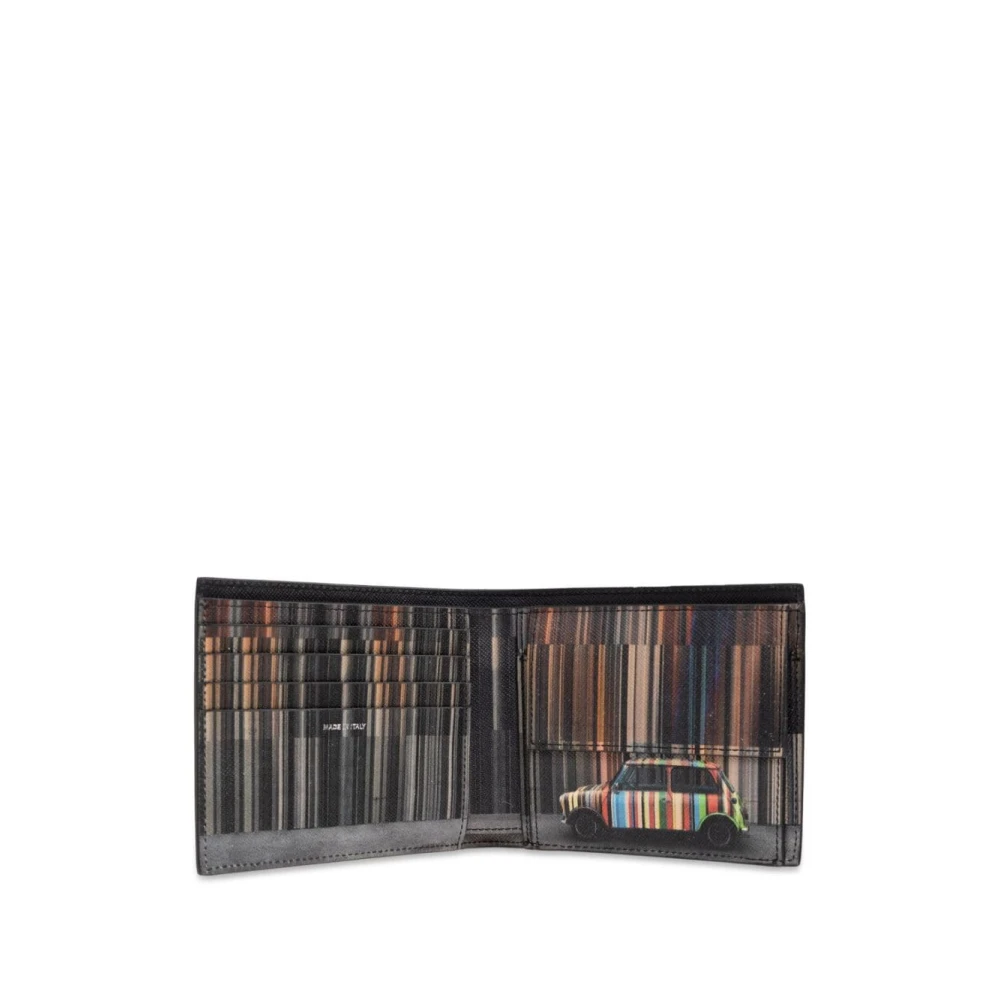 PS By Paul Smith Grafische Print Leren Portemonnee Nero Black Heren