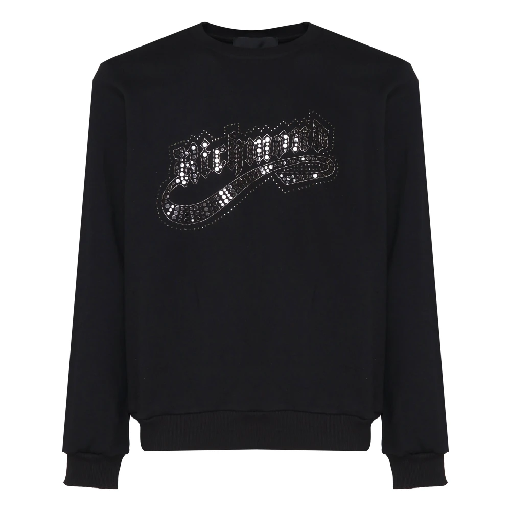 John Richmond Zwarte katoenen sweatshirt met voorprint Black Heren