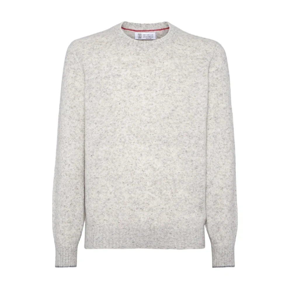 Brunello Cucinelli Men's Gray Classic Crew Neck Knitwear