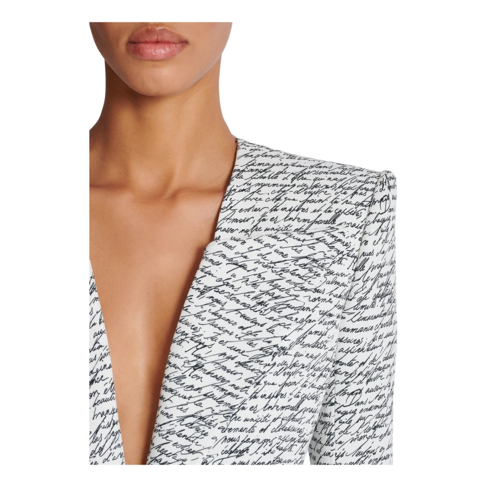 Balmain 1-knoops jas met `Love Letter` print White Dames