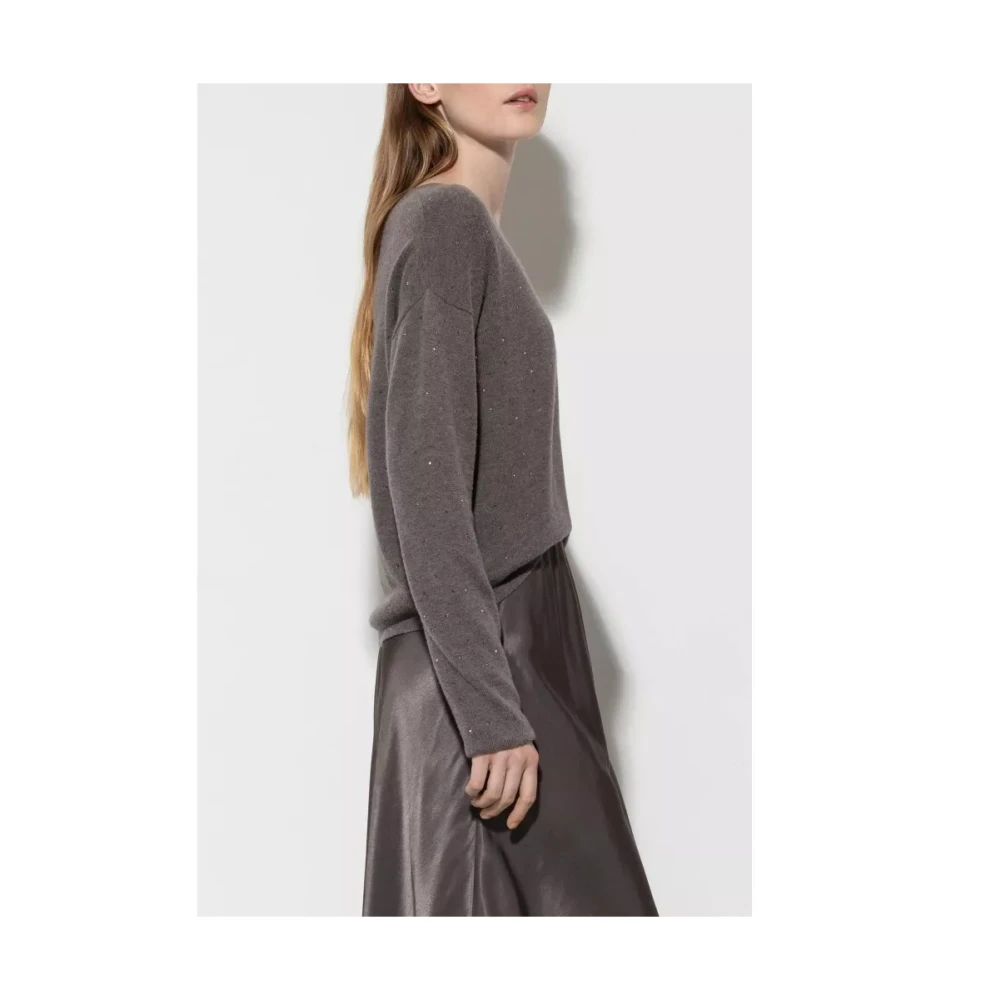 LUISA CERANO Donkergrijze trui met jetdetails Gray Dames