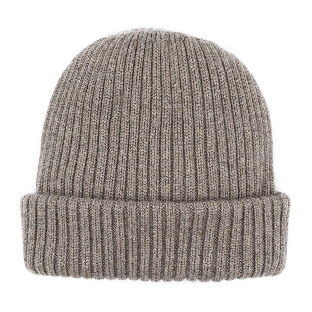 Gallo Geribbelde Glac? Beanie in Wol Zijde Kasjmier Beige Unisex