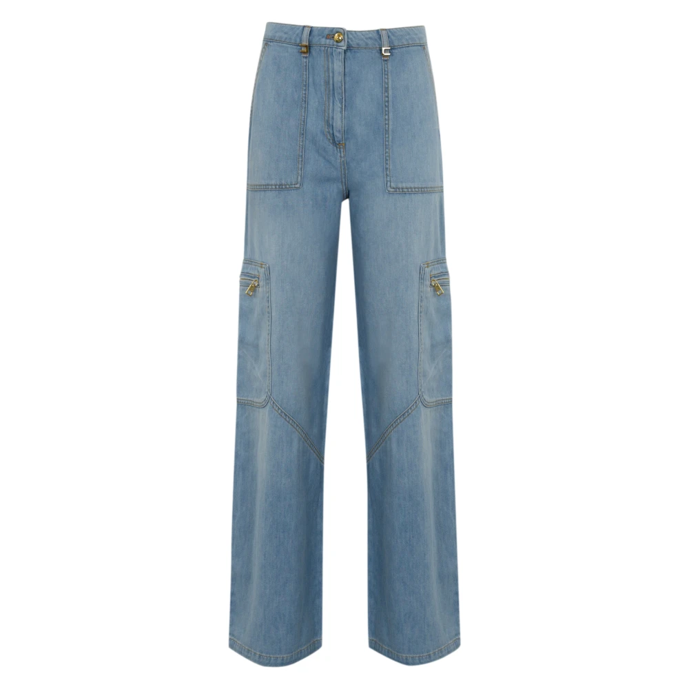 Elisabetta Franchi Cargo Denim Broek Blauw Blue Dames
