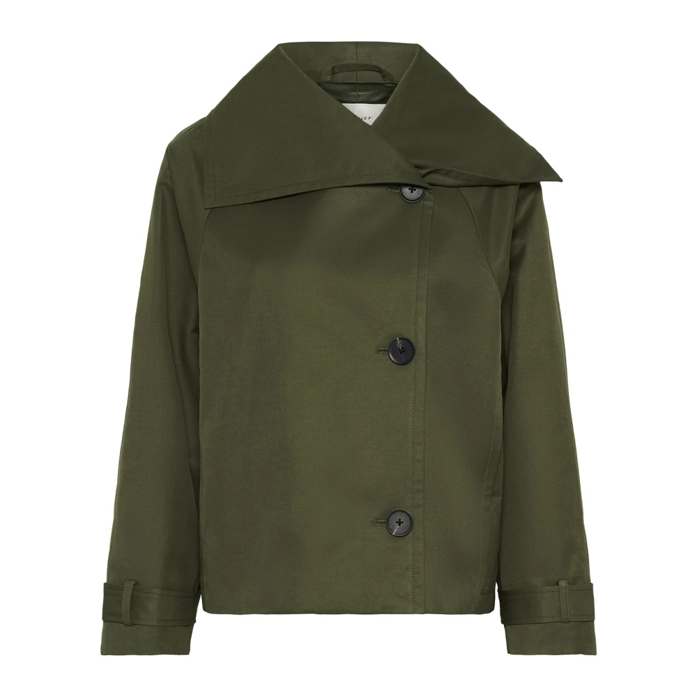 InWear Groene korte jas met brede kraag Green Dames
