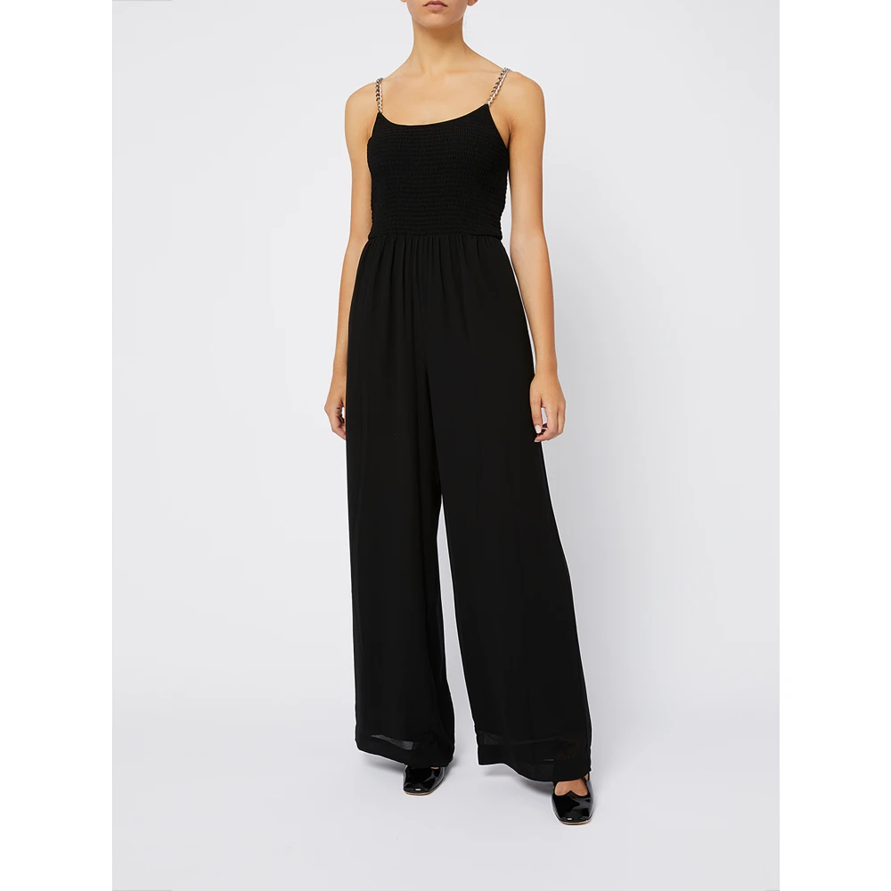 Michael Kors Chain Jumpsuit Wijde Pijpen Black Dames