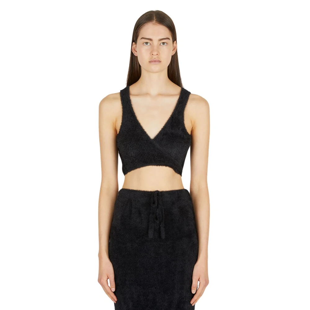 Ester Manas Fluffy Crop Top Black Dames