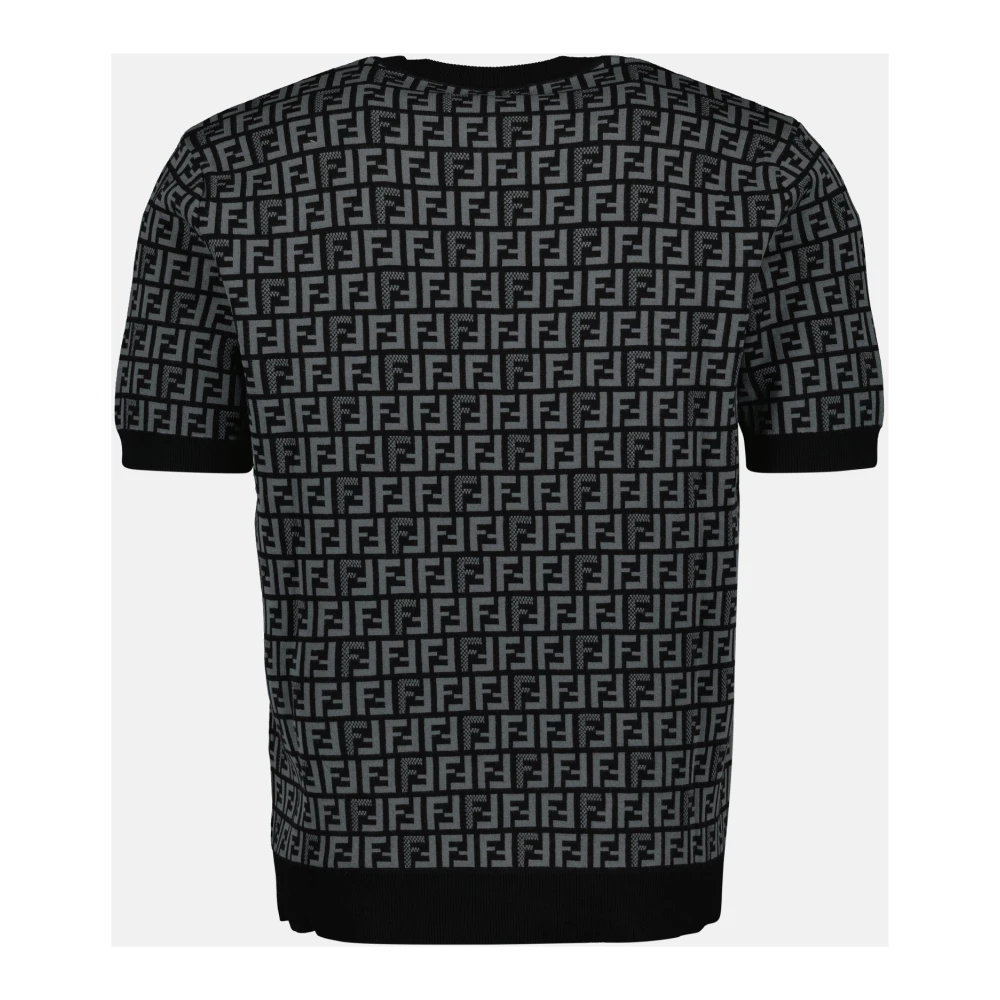 Fendi Korte mouw zwarte ronde hals shirt Black Heren