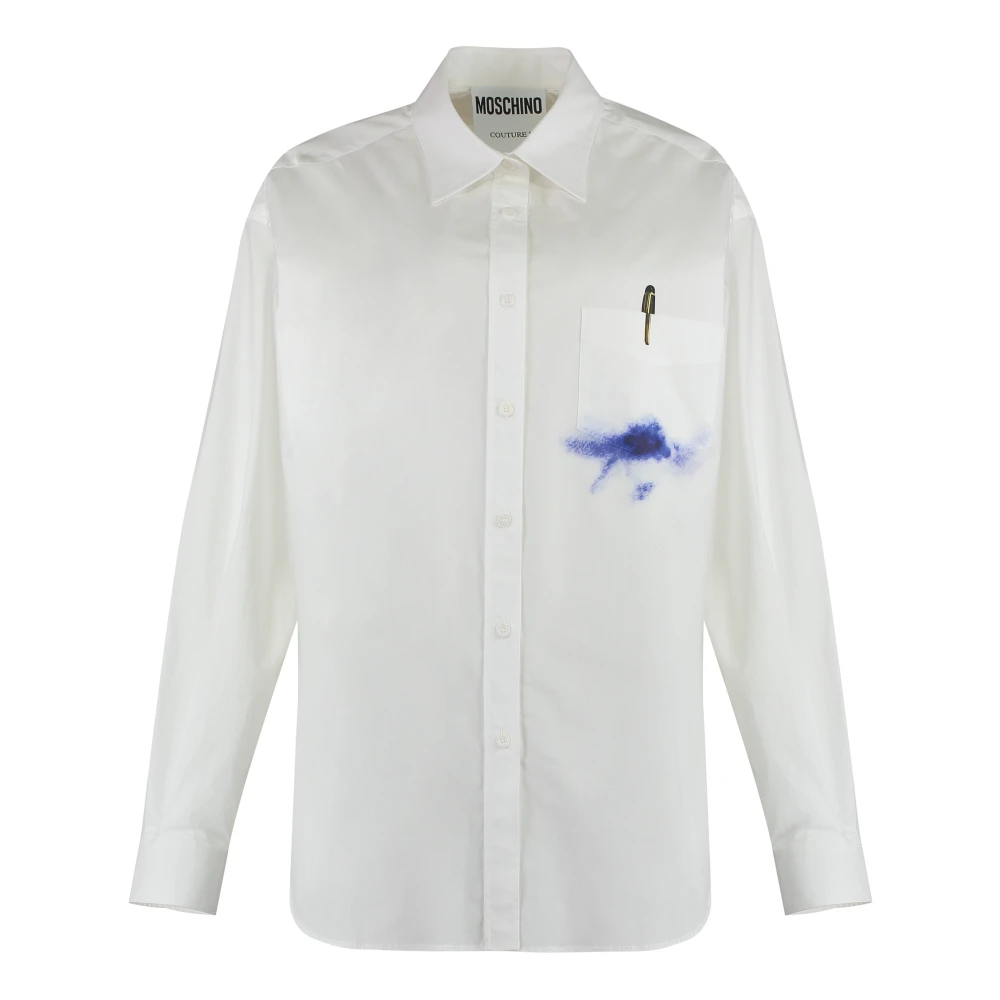 Moschino Contrasterend Print Poplin Overhemd White Dames