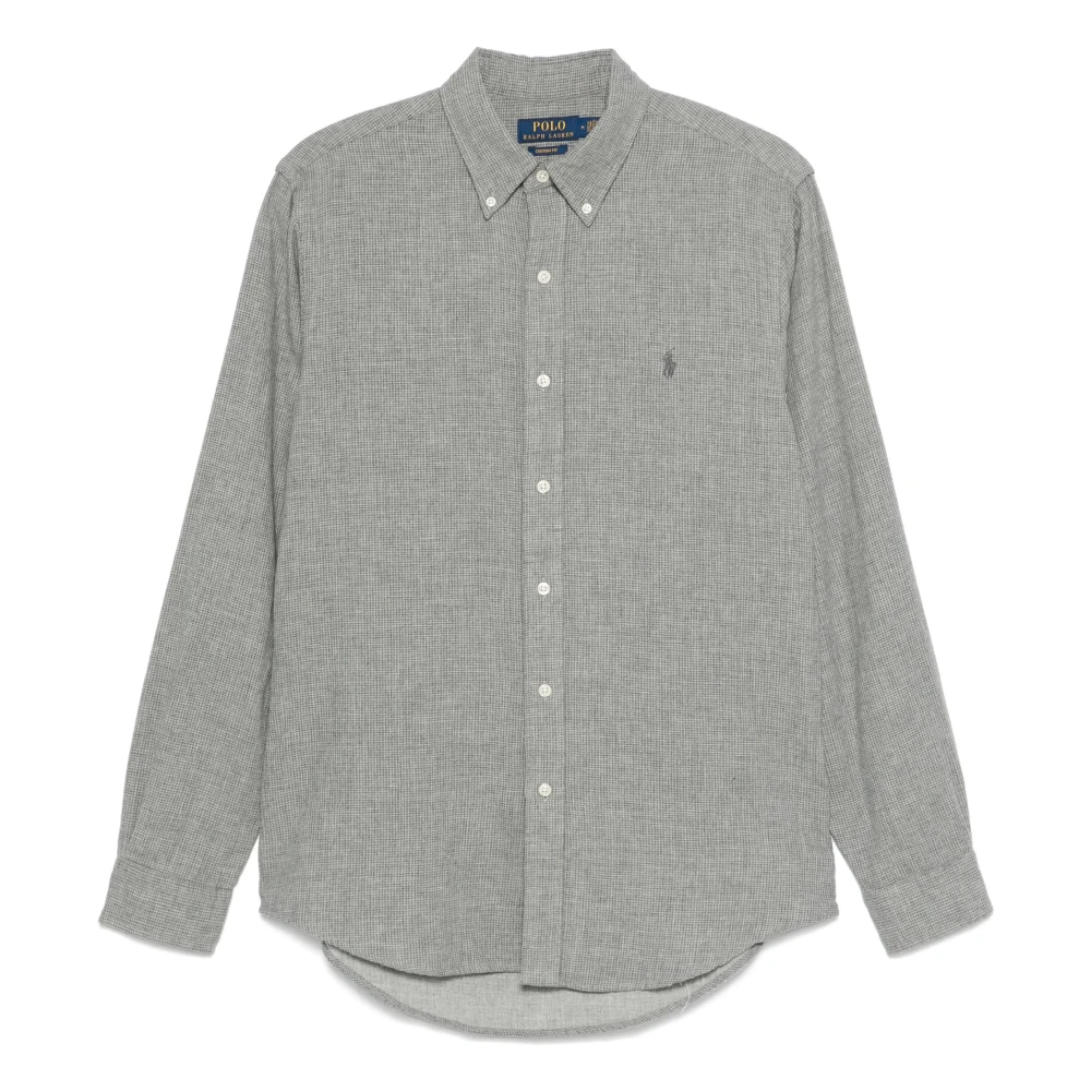 Polo Ralph Lauren Geborduurd Katoenen Overhemd Aangepaste pasvorm Gray Heren