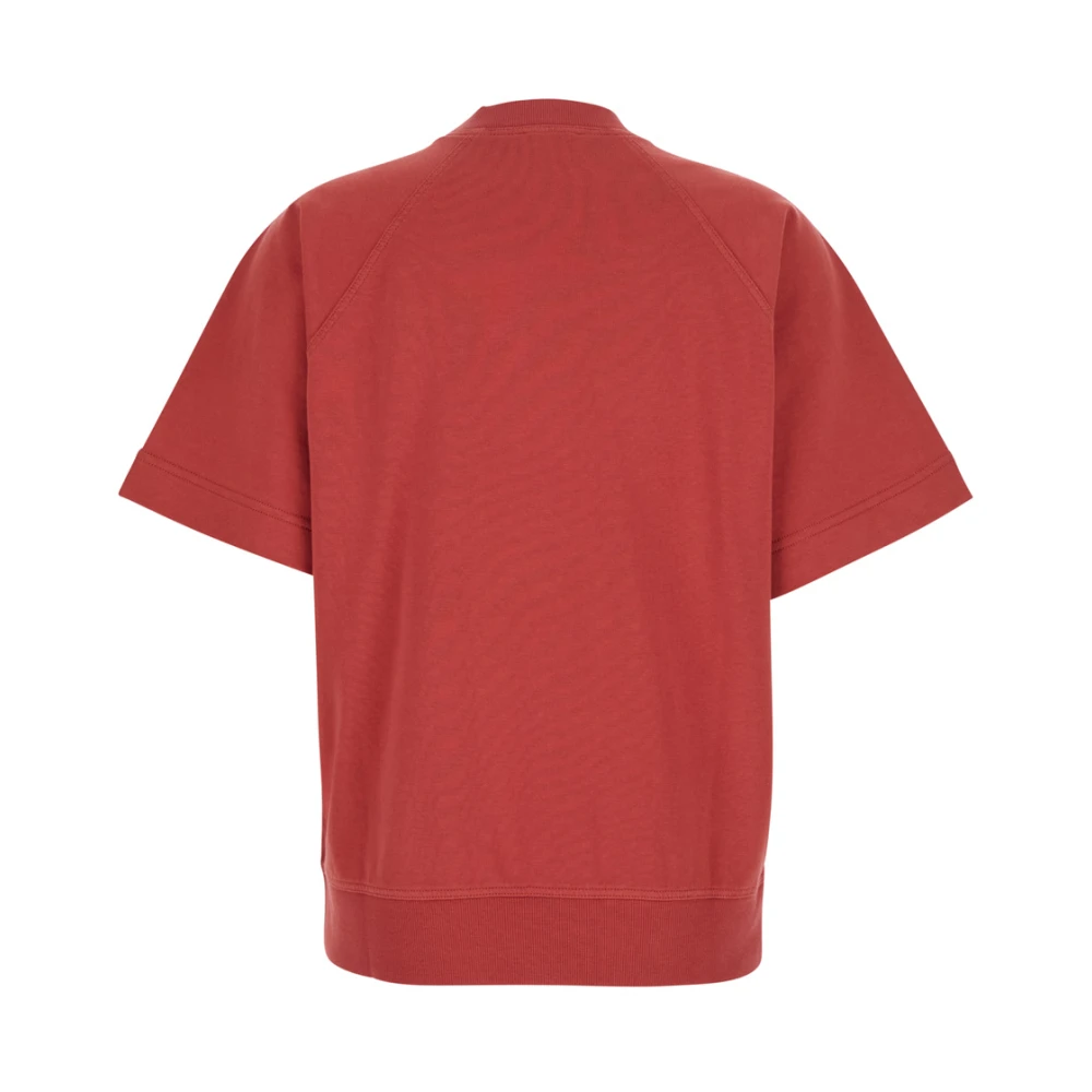 BRUNELLO CUCINELLI Rode ronde hals T-shirt met print Red Dames
