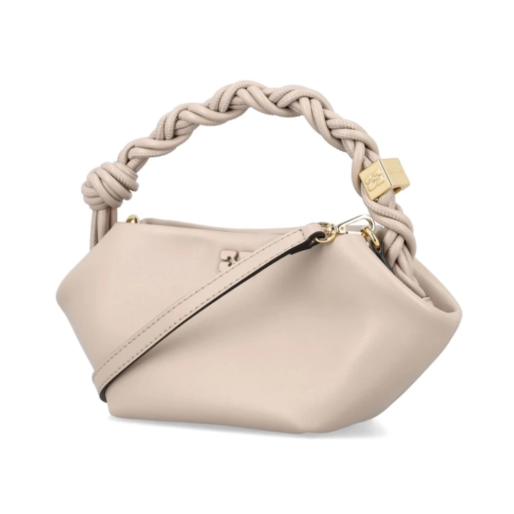 Ganni Gevlochten handvat oesterzak met goudkleurige details Gray Dames