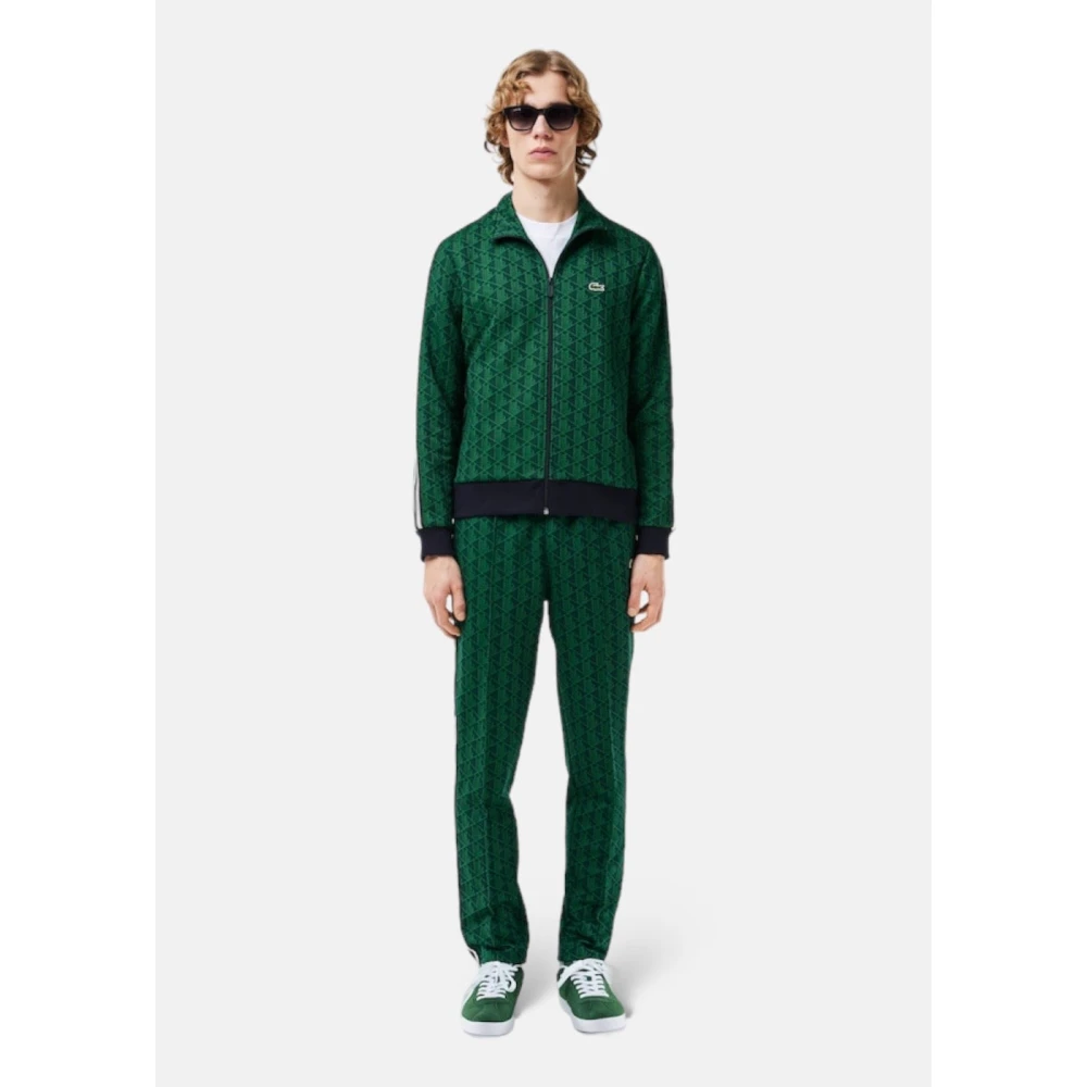 Lacoste Paris Jacquard Monogram Rits Sweatshirt Green Heren