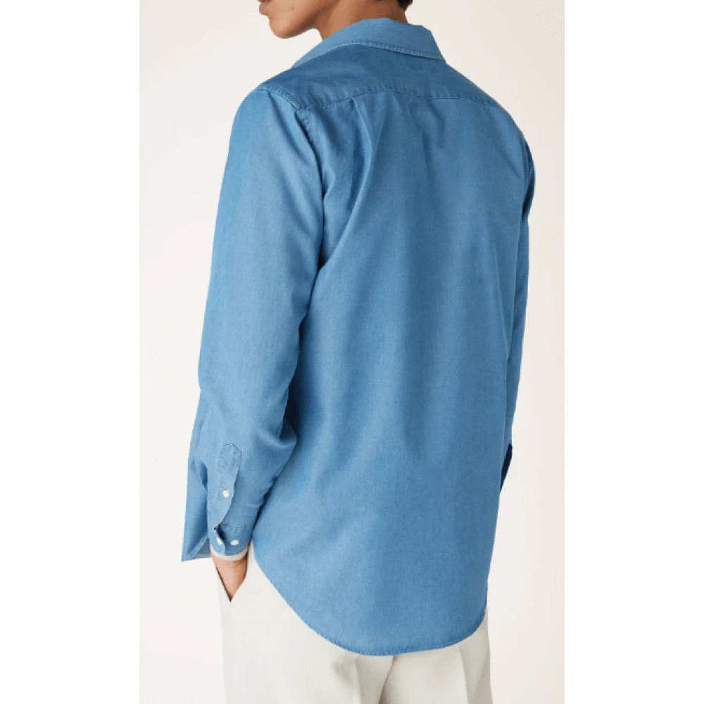 Loro Piana Blauw Katoen-Denim Vrijetijdsshirt Blue Heren