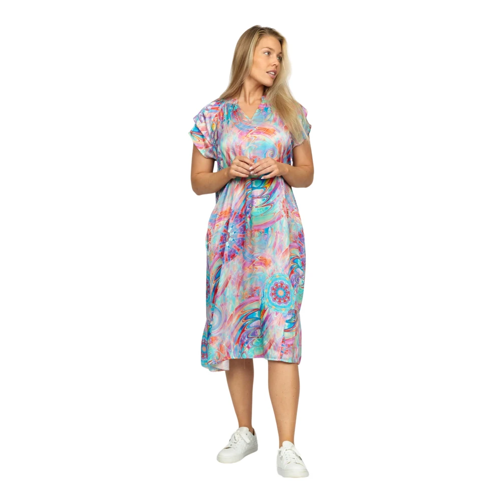 2-Biz Silvia.Hs24 Multi Jurk Mooie Print Multicolor Dames