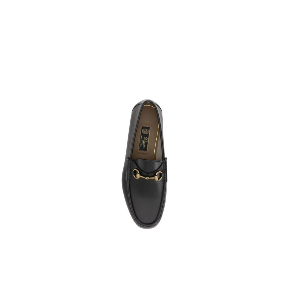 Gucci Metallic Horsebit Leren Loafers Black Heren