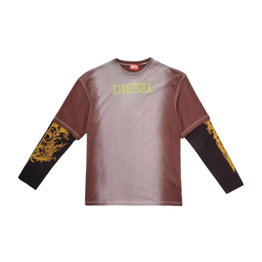 Diesel Dubbele Laag T-Wesher Chocolade T-Shirt Multicolor Heren