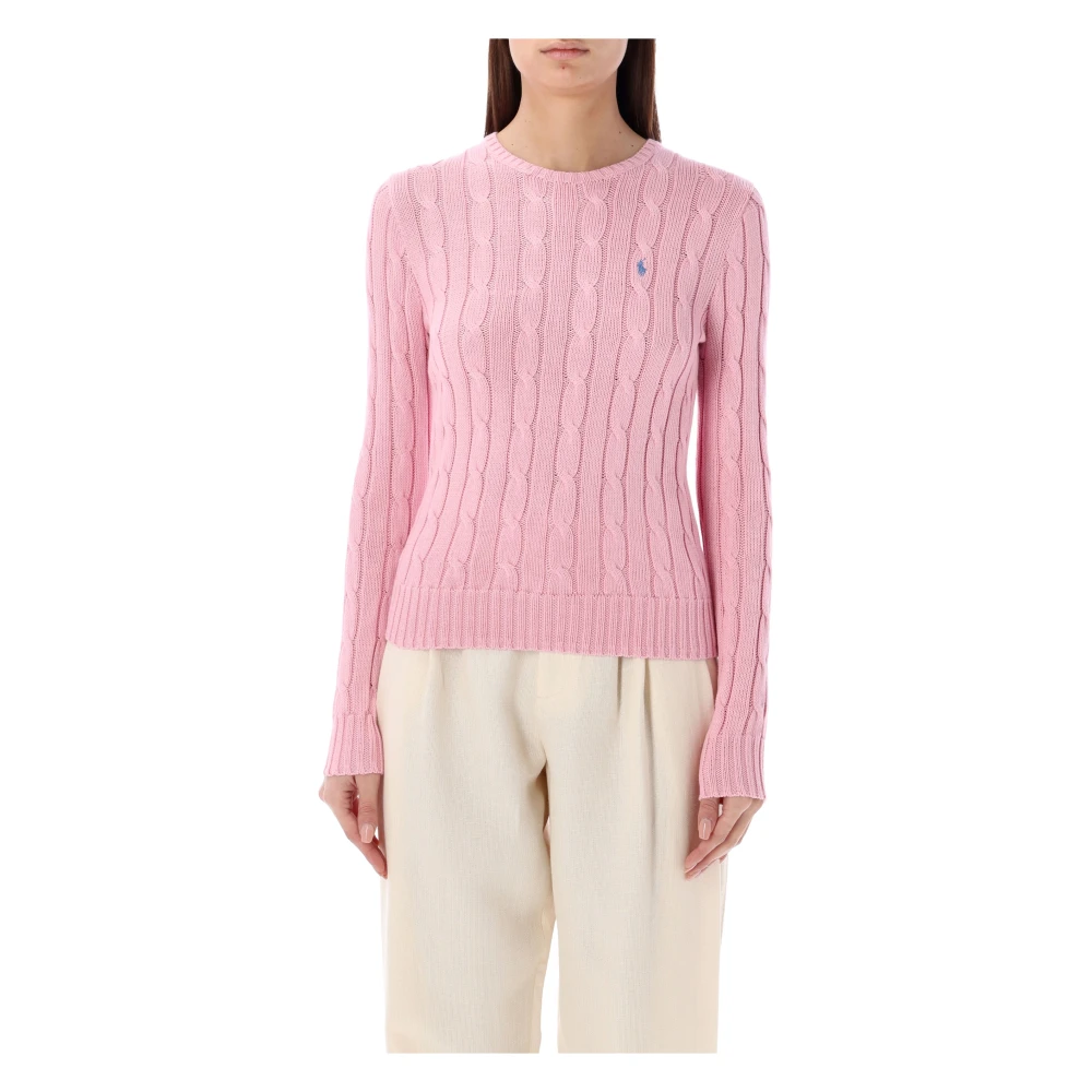 Ralph Lauren Women's Pink Round-Neck Knitwear, S, Julianna Cable-Knit Jumper