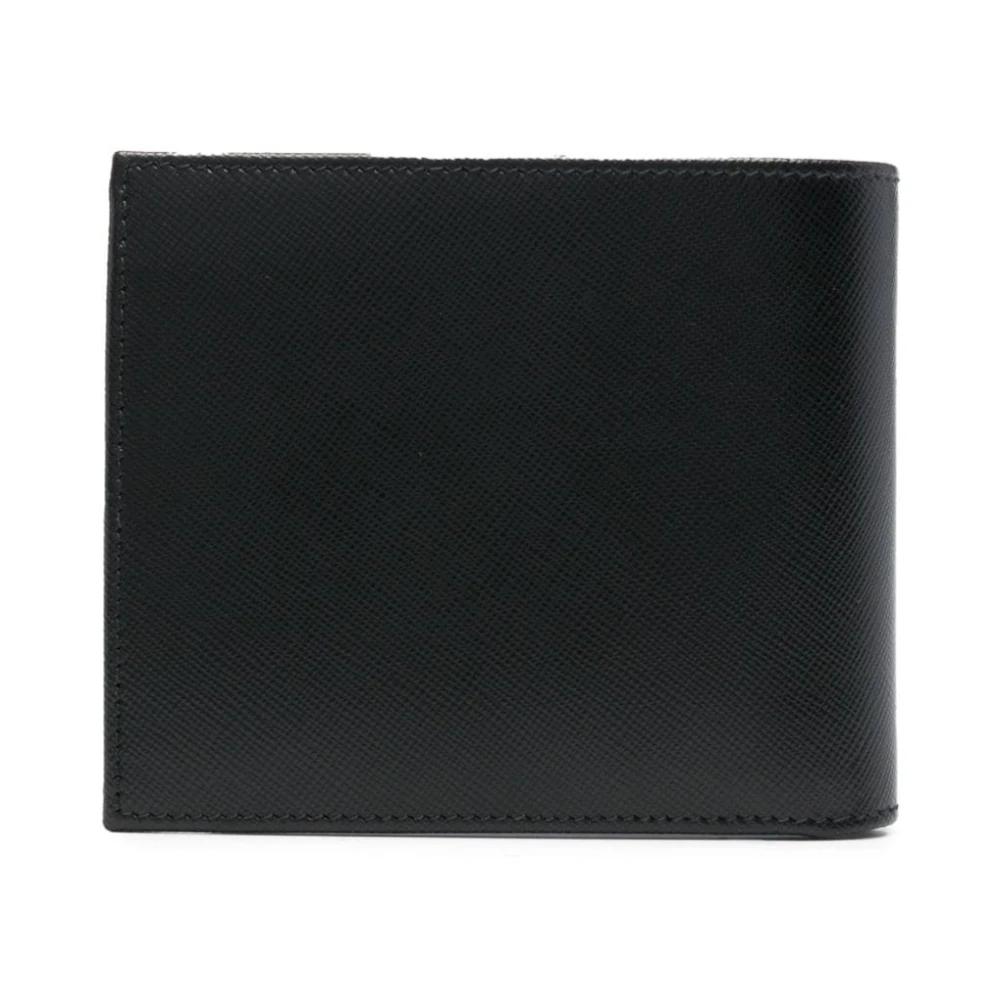 Kiton Gestructureerde Leren Bi-Fold Tas Black Heren