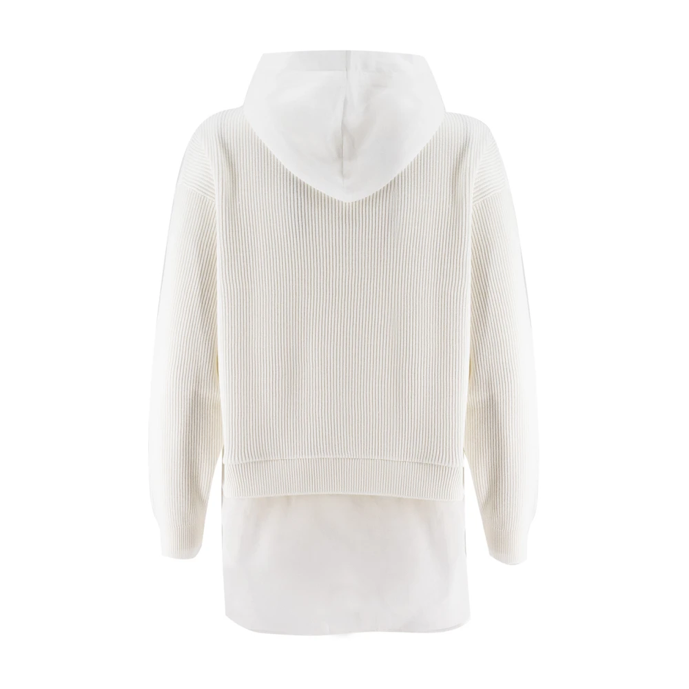 BRUNELLO CUCINELLI Elegante Gebreide Trui met Afneembare Capuchon Beige Dames