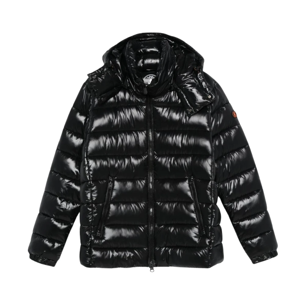 Save The Duck Gewatteerde Zwarte Jas met Afneembare Capuchon Black Heren