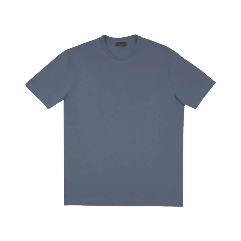 Zanone Mannelijk Blauw Tops Heren, 2XL, Katoen, T-Shirt Met Ronde Hals
