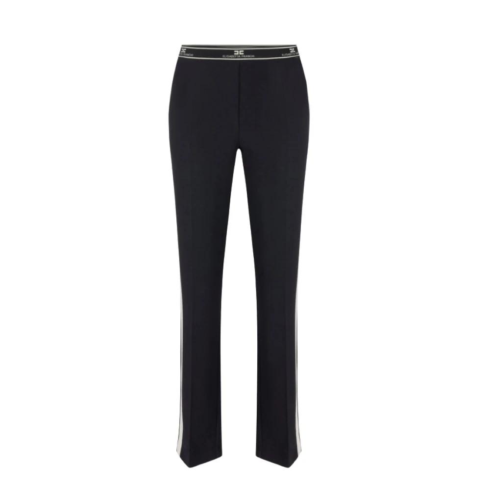 Elisabetta Franchi Zwarte rechte broek met splitten Black Dames