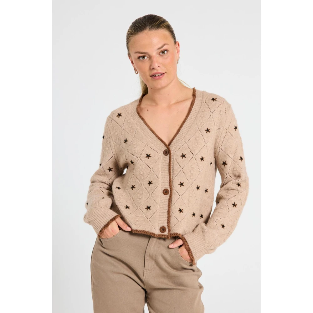 Freequent Cardigan in taupe patrijsstijl Beige Dames