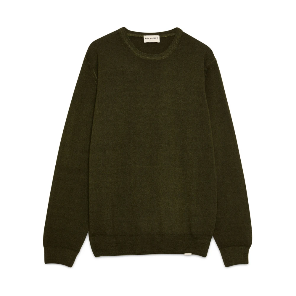 Roy Roger's Men's Green Wool Crewneck Jumper - Round-Neck Knitwear - L - Knitwear