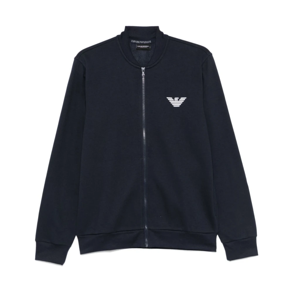 Emporio Armani Blauwe Sweater met Ritssluiting Blue Heren