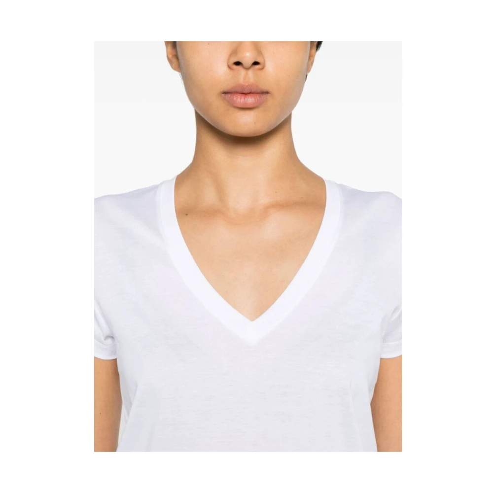 Mazzarelli Witte V-hals Jersey T-shirt White Dames