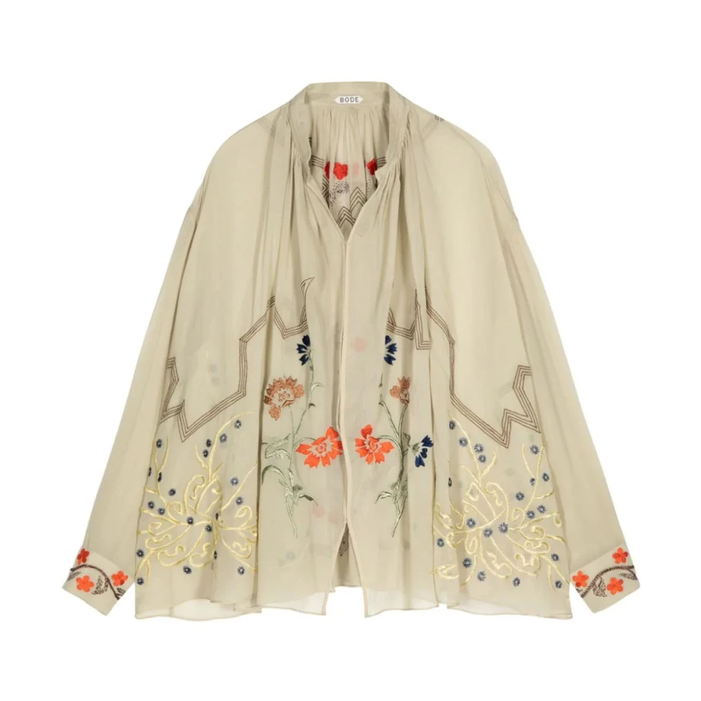 Bode Bloemen geborduurd studieoverhemd Beige Dames