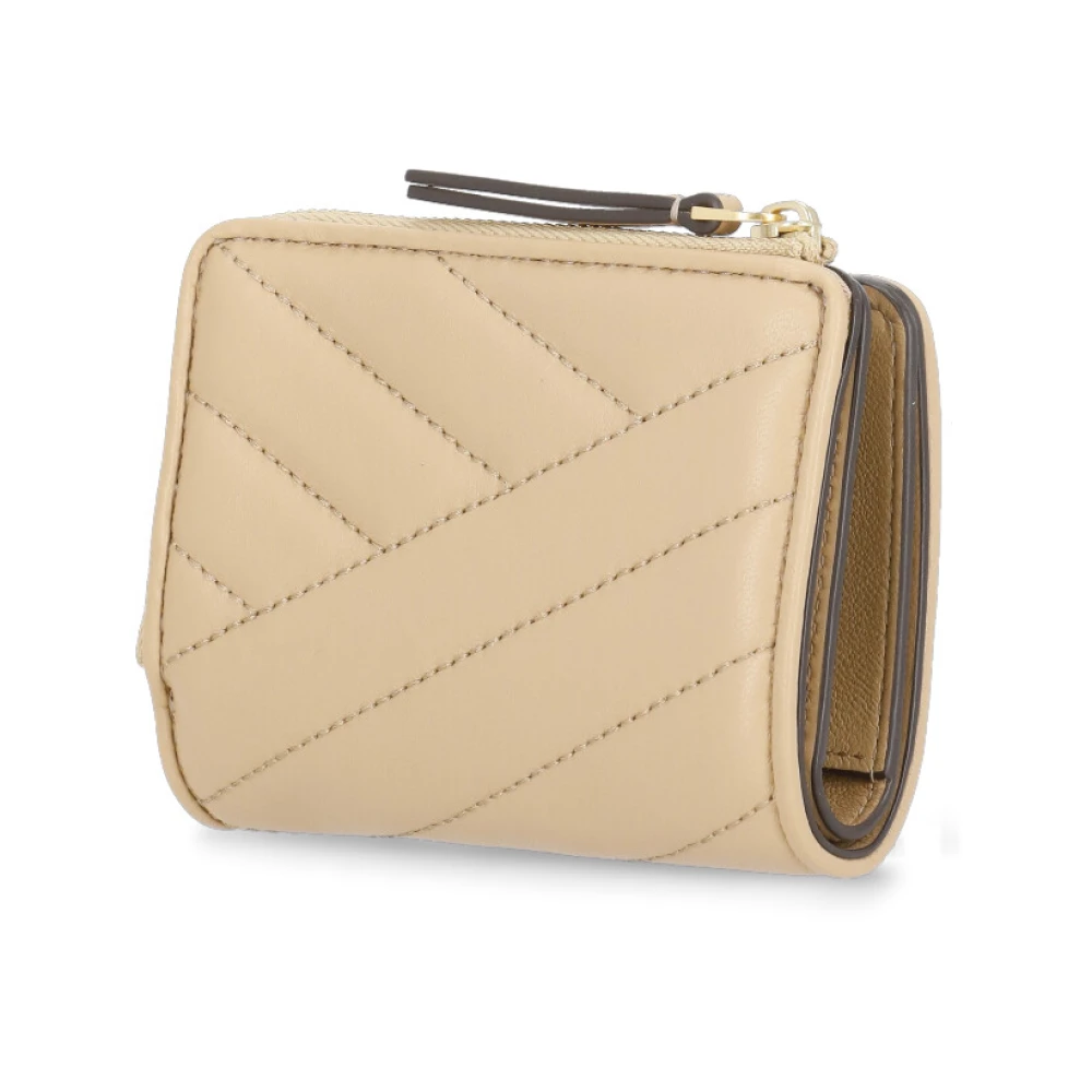 TORY BURCH Gewatteerde Leren Portemonnee met Metalen Logo Beige Dames