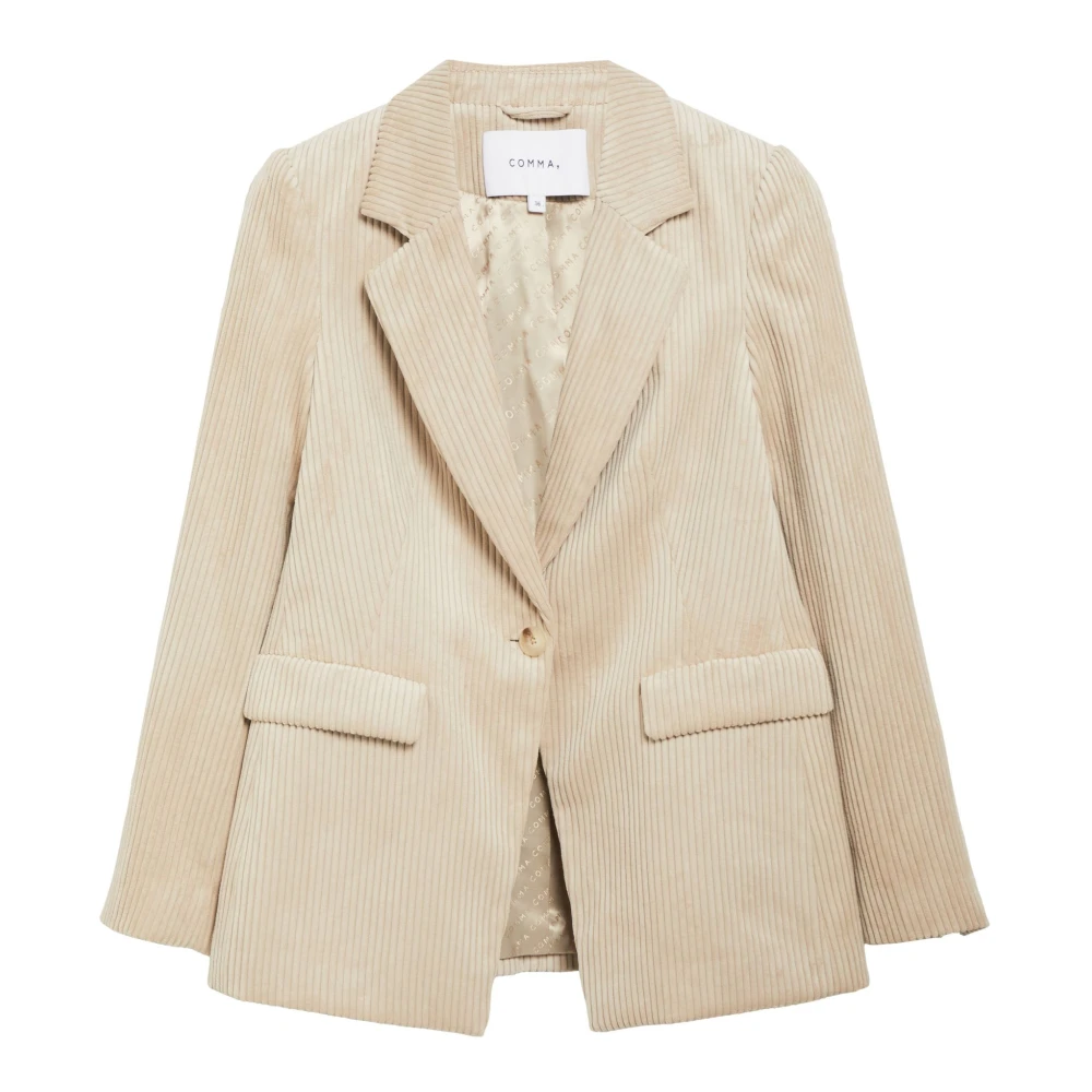 Comma Donna Beige Blazer A Un Bottone In Velluto A Coste Larghe - Immagine 2