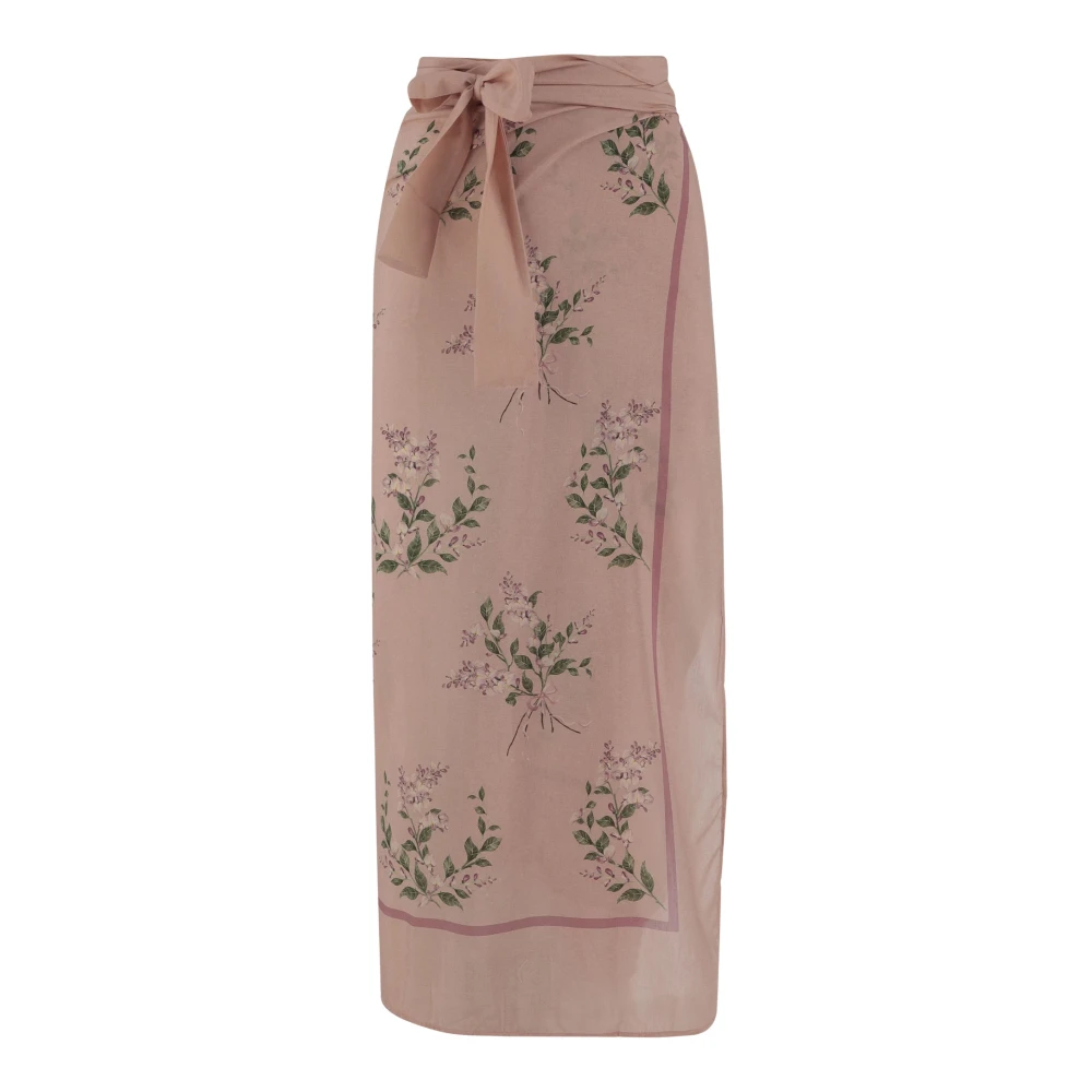 Agua by Agua Bendita Bloemen Katoen Zijden Midi Rok Pink Dames