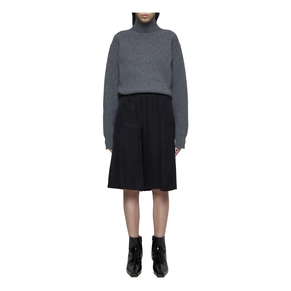 Jil Sander Ribgebreide Wollen Coltrui Gray Dames