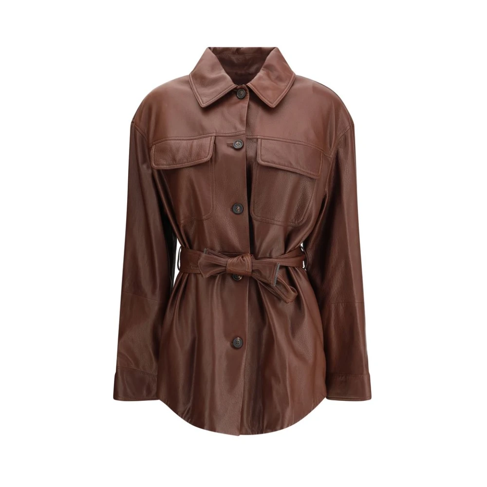 Jackets > Leather Jackets - - Brunello Cucinelli - Modalova