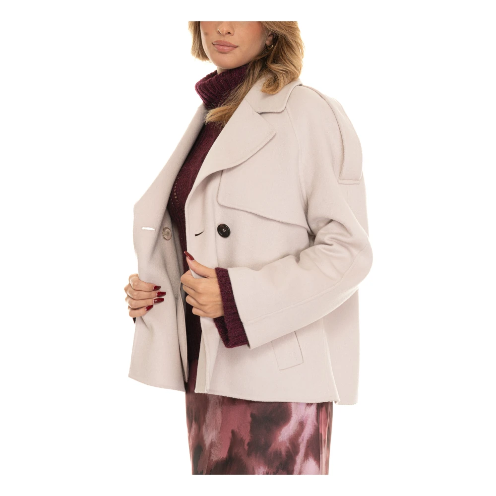 Liu Jo Dubbelbreasted Caban Jas met Logo Beige Dames