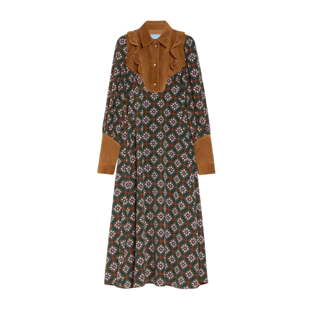 Max Mara Weekend Zijden en Fluweel Jurk Brown Dames