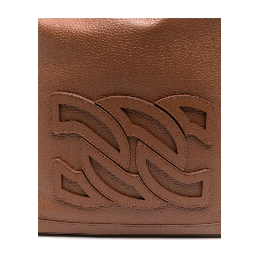 Casadei Bruin Leren Schoudertas Koordsluiting Brown Dames