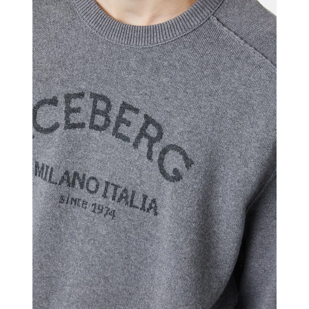 Iceberg Trui met ronde hals en logo Gray Heren