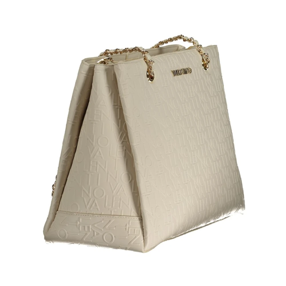 Valentino by Mario Valentino Witte Polyethyleen Schoudertas met Kettinghandvatten White Dames