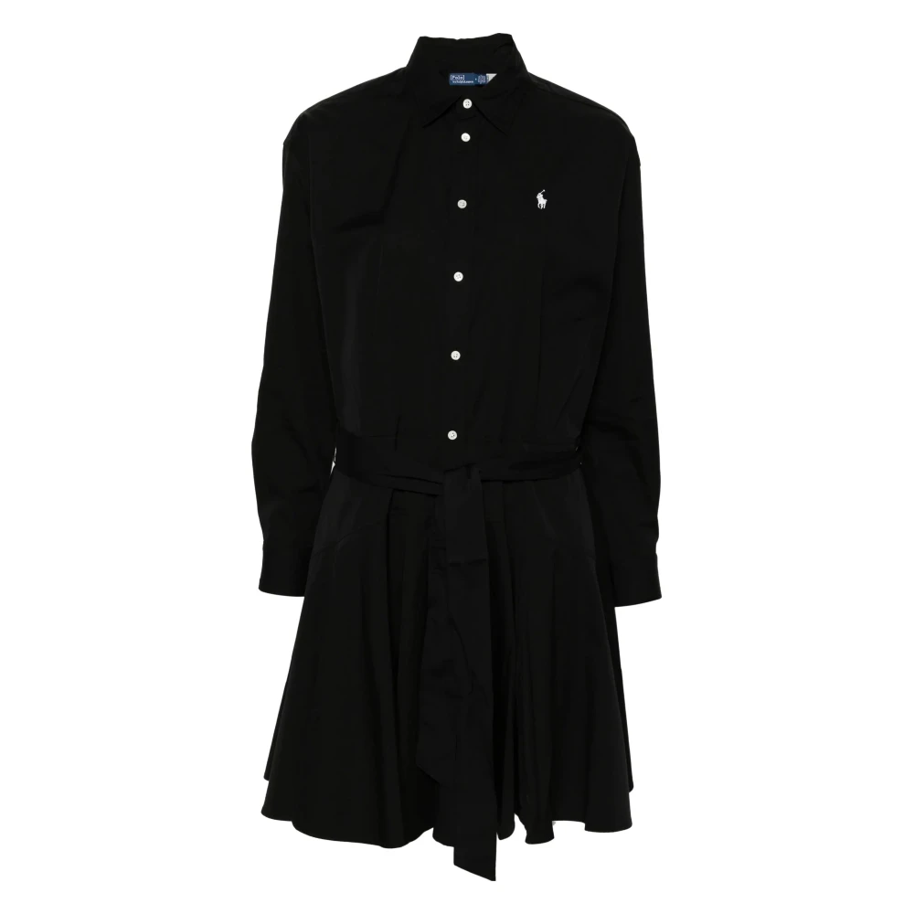 Polo Ralph Lauren Zwarte Katoenen Midi Jurk Black Dames