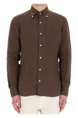 brown-linen-shirt-with-mother-of-pearl-buttons